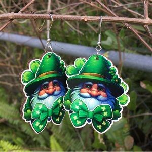 1 Set Earring wood vintage St Patrick Day